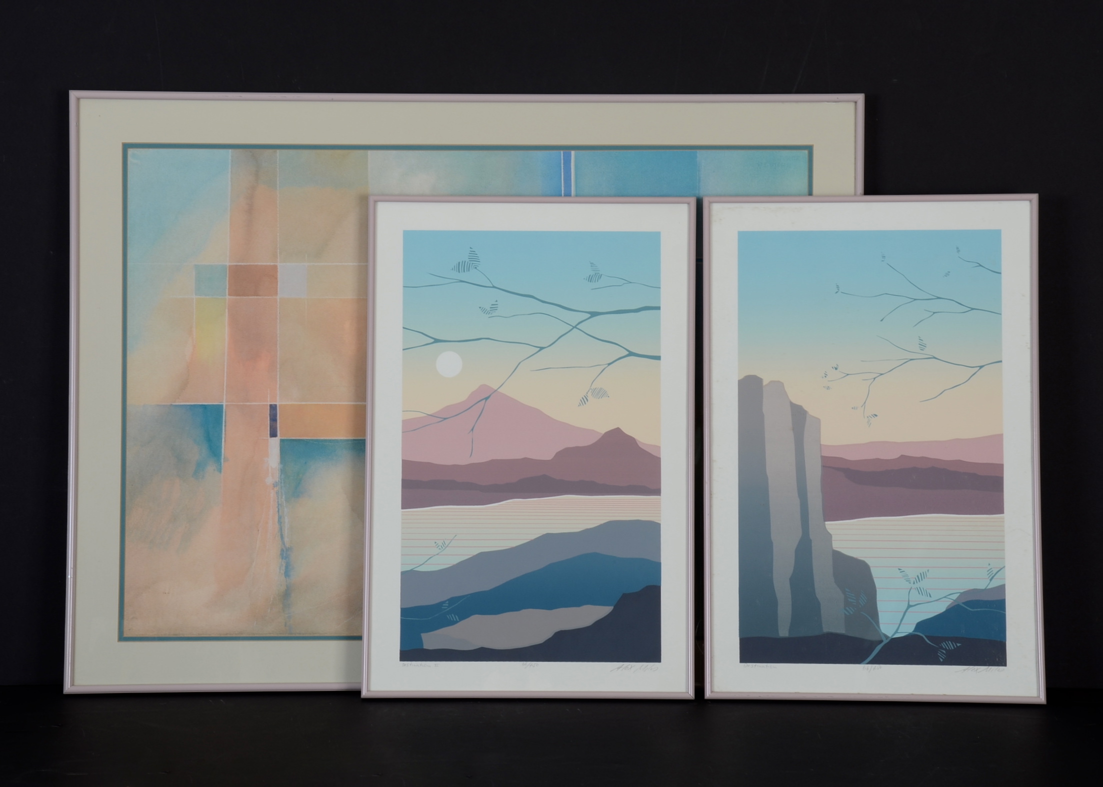 Trio of Framed Pastel Prints