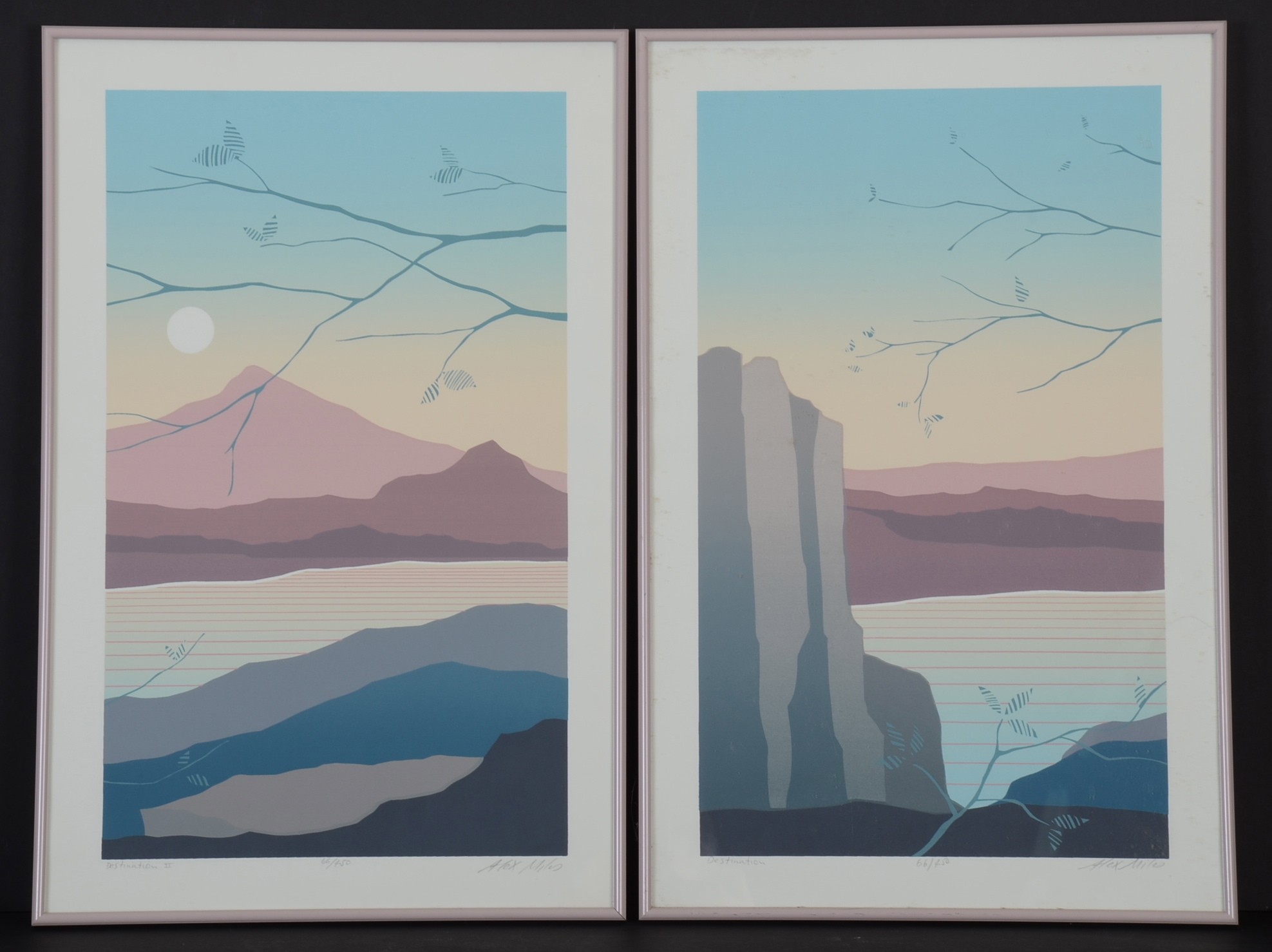 Trio of Framed Pastel Prints