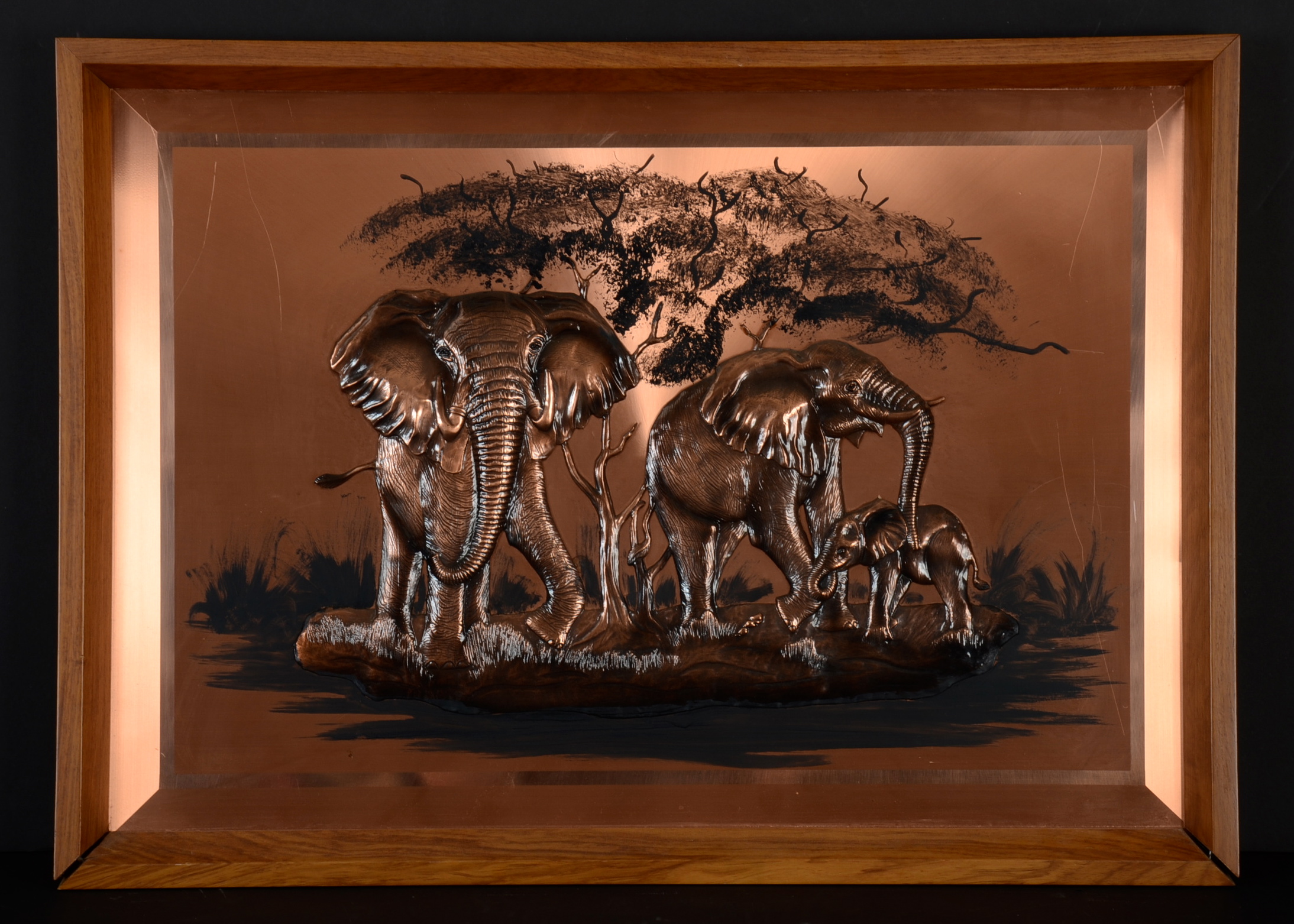 Copper Artwork of African Elephants