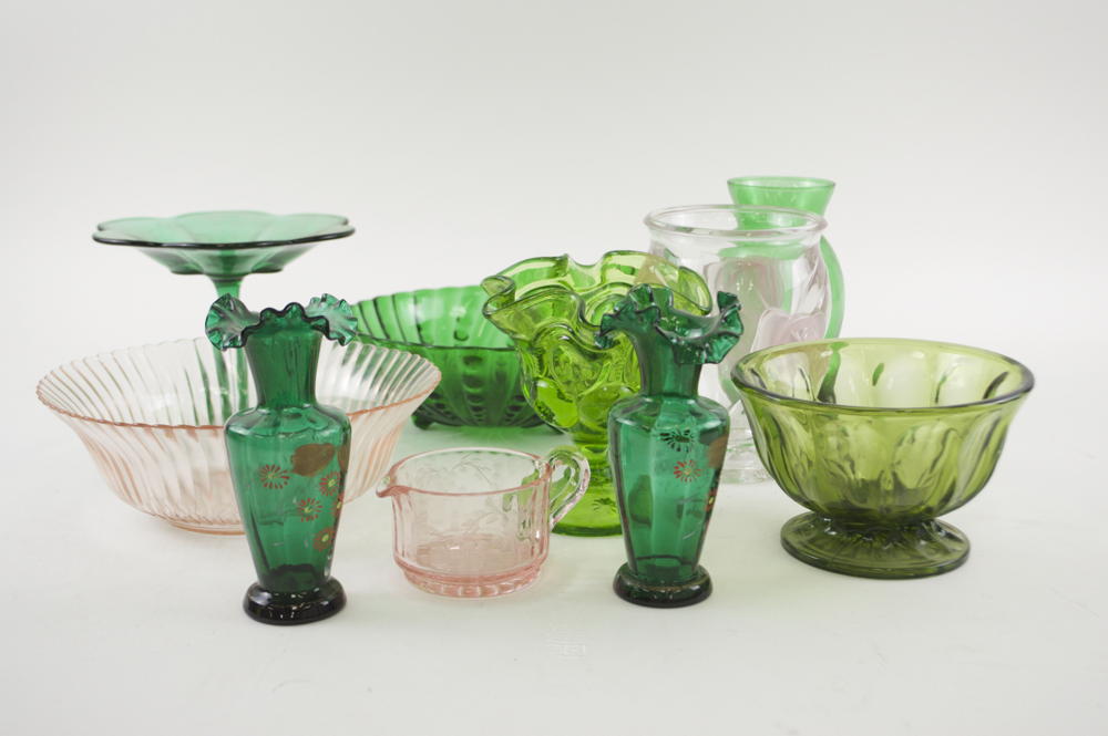 Lot of Colored Glass Decorative Pieces