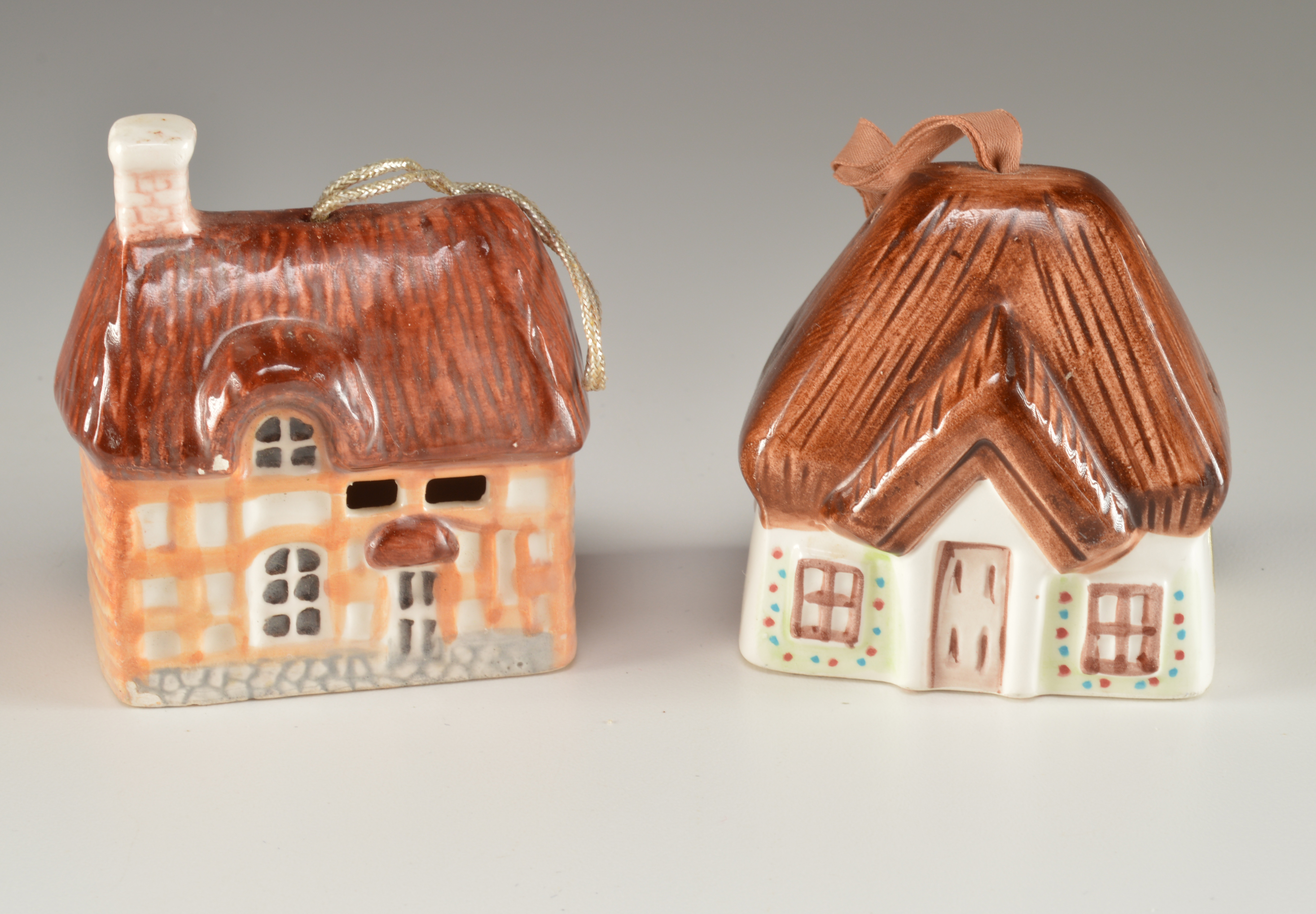 Set of Five Miniature Pottery Cottages