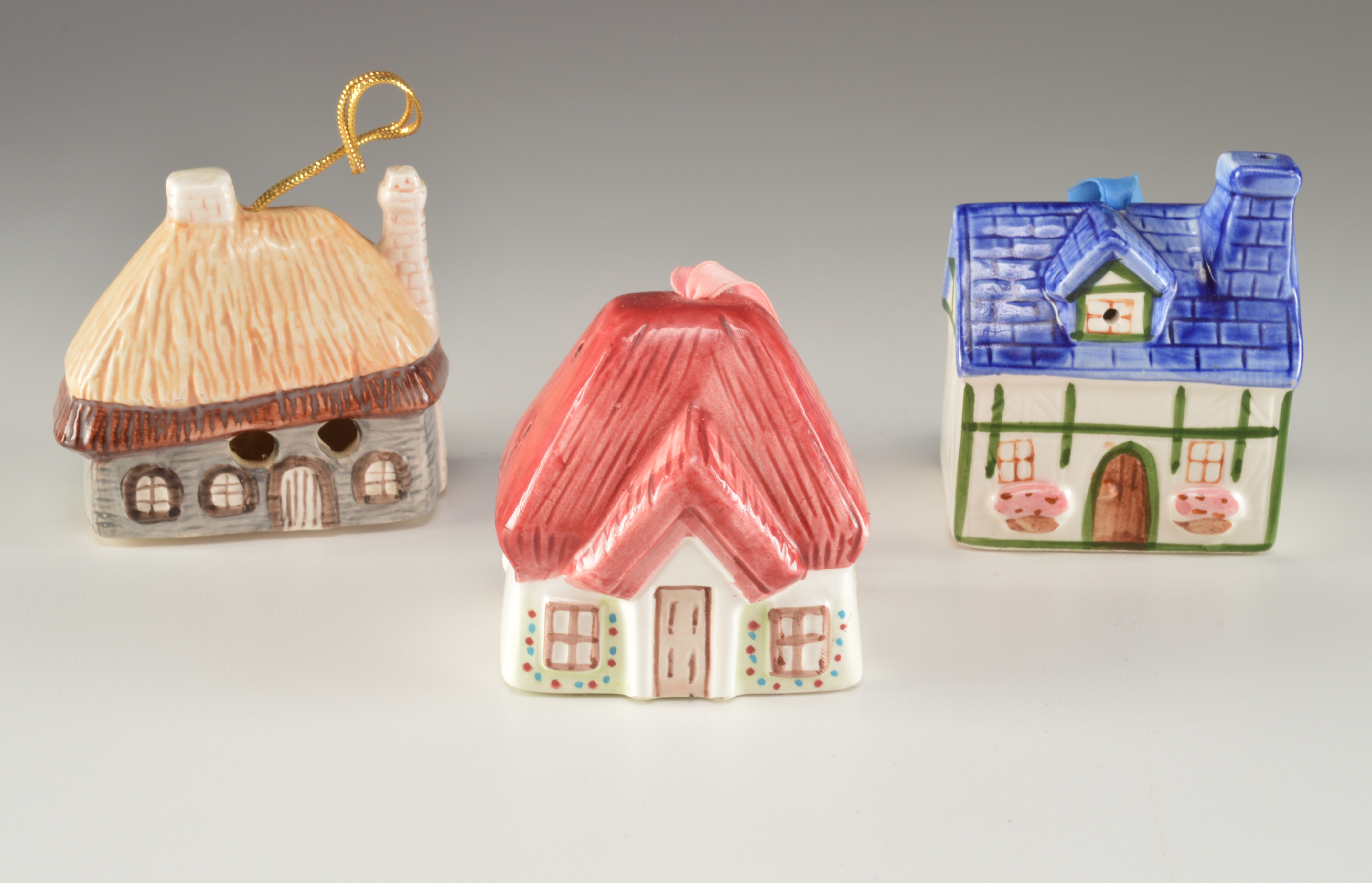 Set of Five Miniature Pottery Cottages