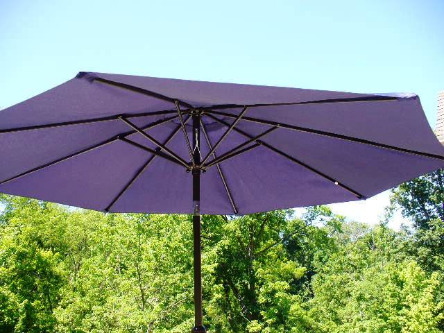 Etched Glass Table with Lazy Susan, Umbrella and Five Chairs