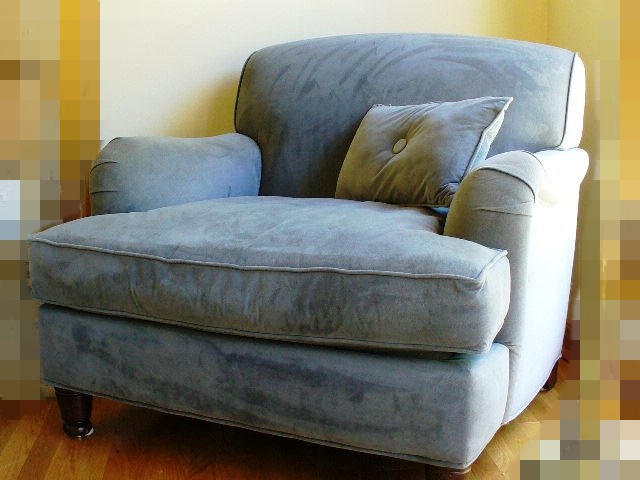 Overstuffed Armchair with Matching Ottoman and Accent Pillow