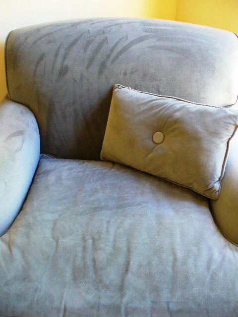 Overstuffed Armchair with Matching Ottoman and Accent Pillow