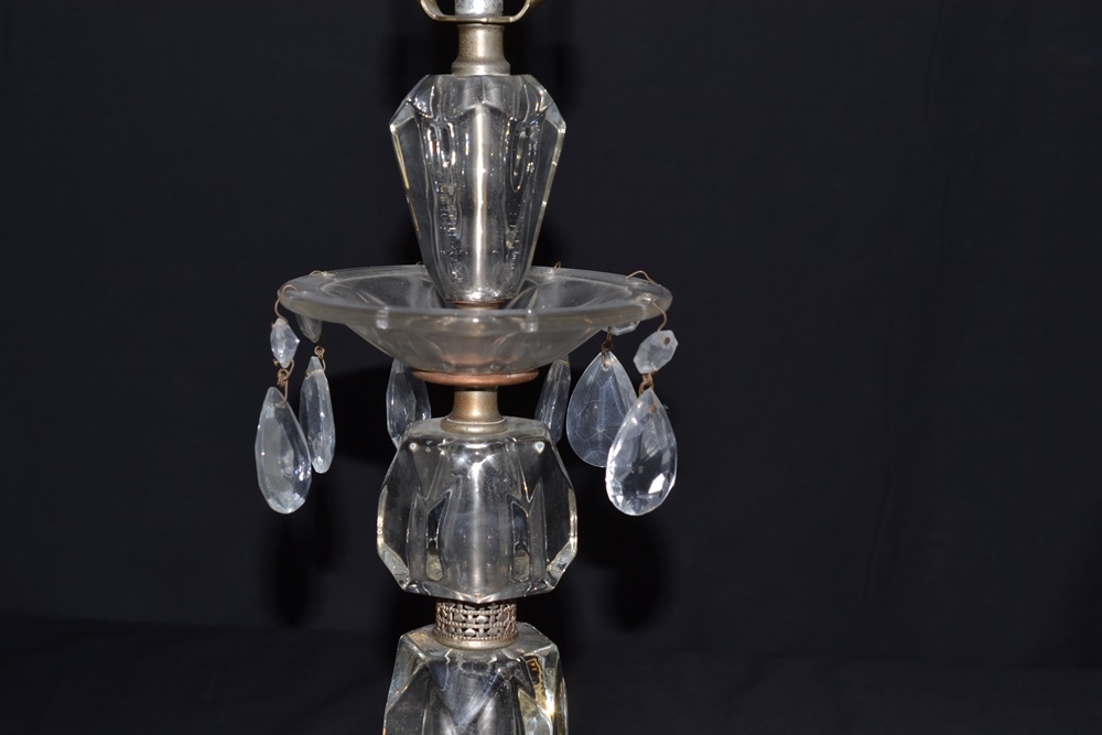 Vintage Faceted Glass Lamp With Prisms