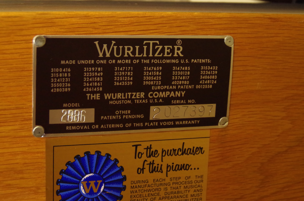 Wurlitzer Upright Piano in Cherry Cabinet