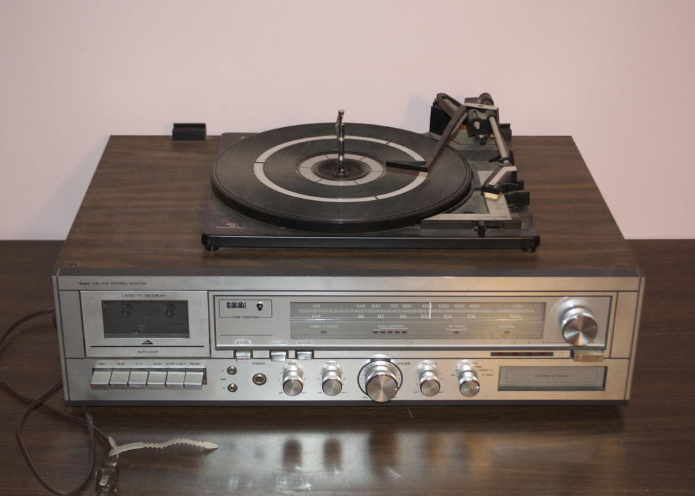 Sears and Roebuck Turntable, 8 Track, Cassette, and Radio Console