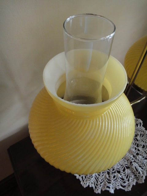 Vintage Brass and Milk Glass Student Lamp