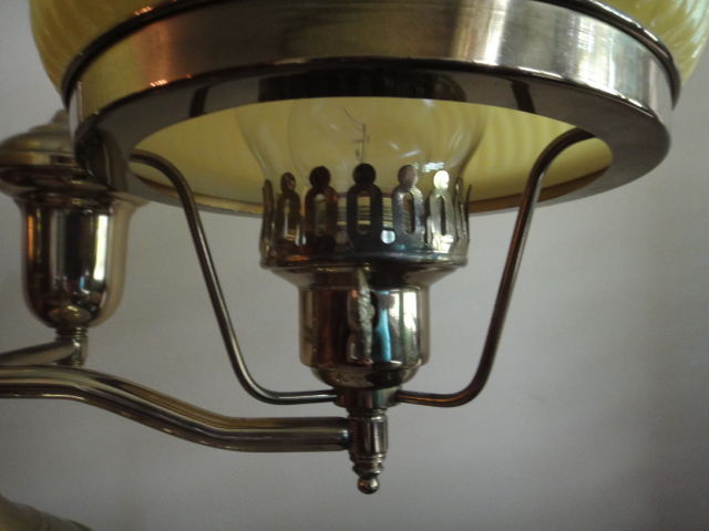 Vintage Brass and Milk Glass Student Lamp