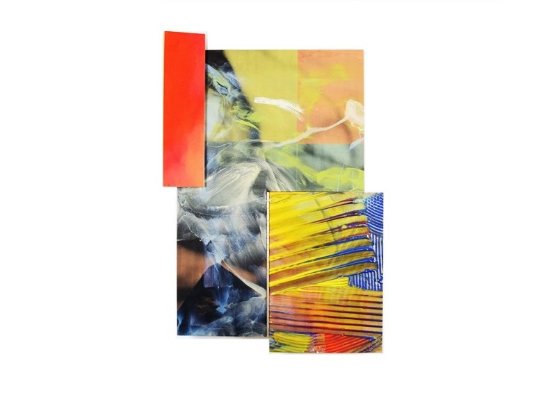 "Red Line" Constructed Painting with Hinged Panel by Sam Gilliam