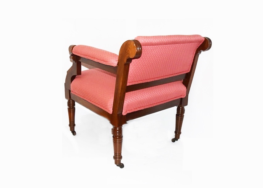 A Victorian Eastlake Corner Chair Upholstered in Soft Red Fabric