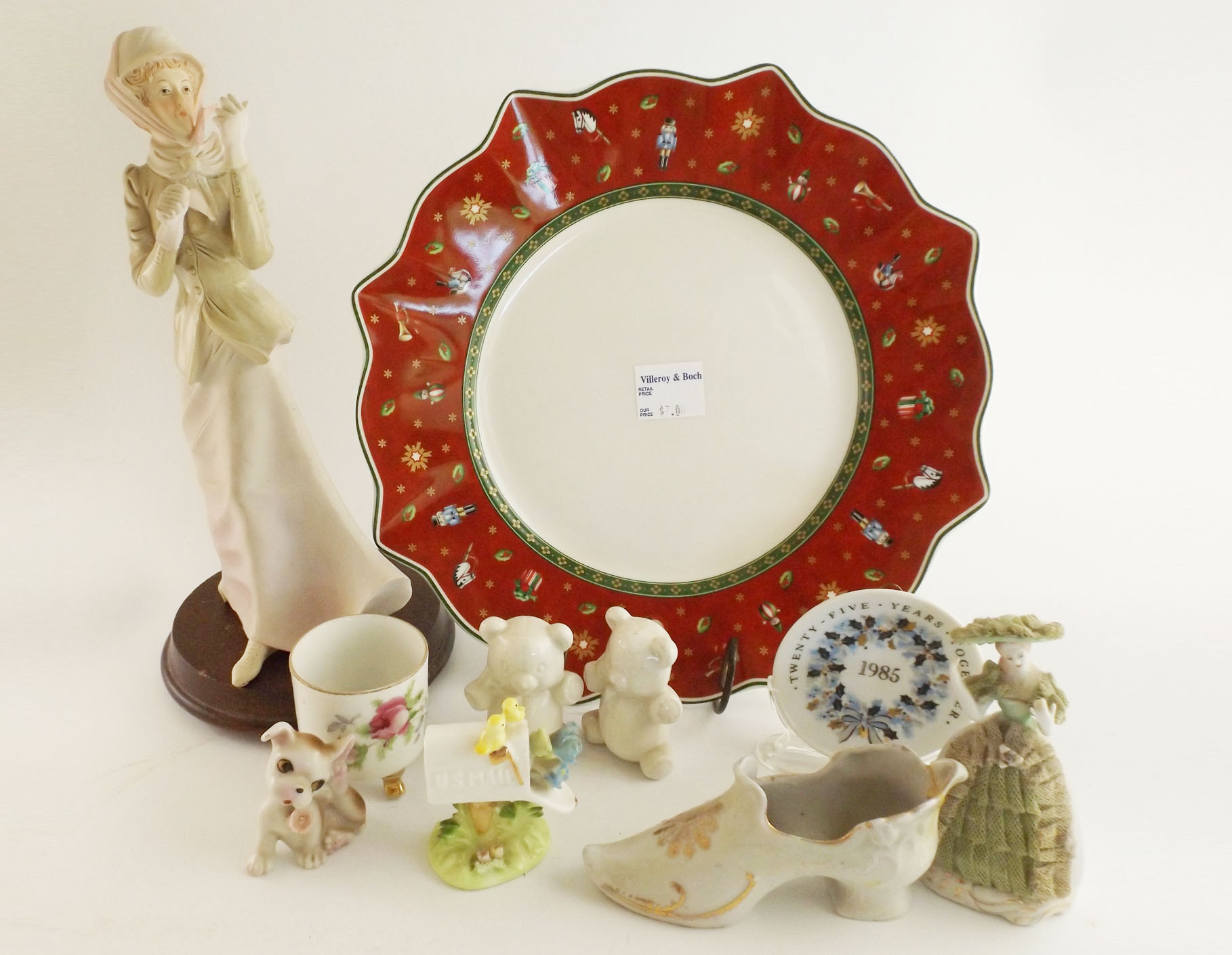 Porcelain Figurines and Villeroy & Boch Plate