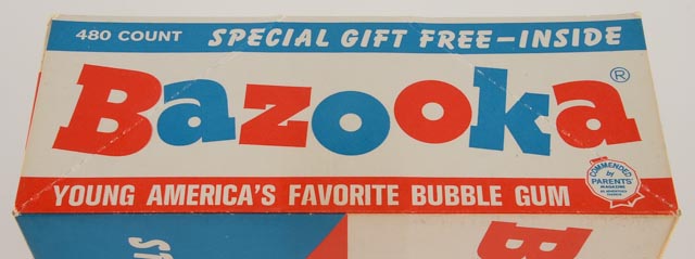 Vintage Bazooka Bubble Gum Box Plus a Glass Case