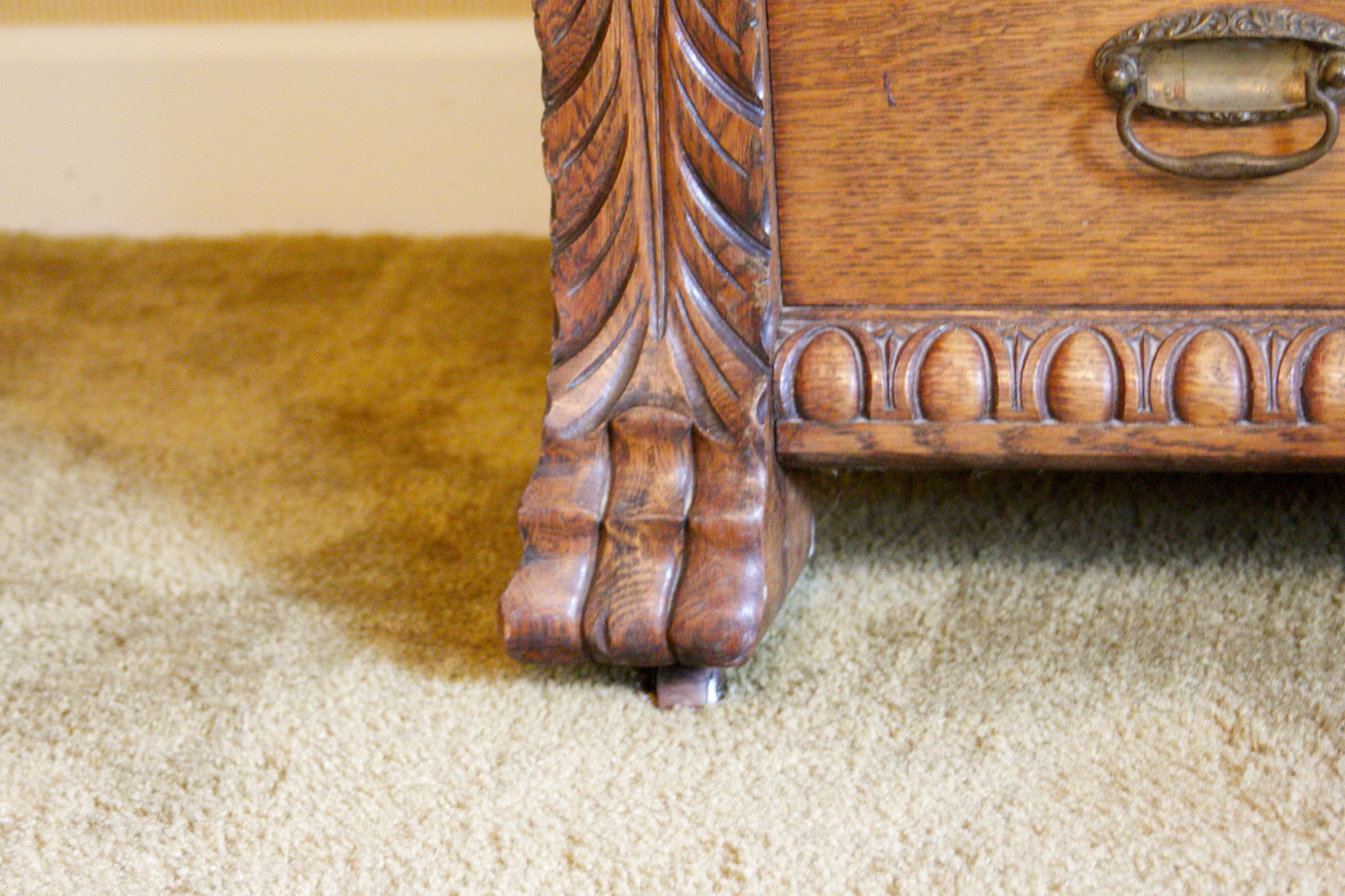 Antique Tiger Oak Sideboard Buffet with Beveled Mirror