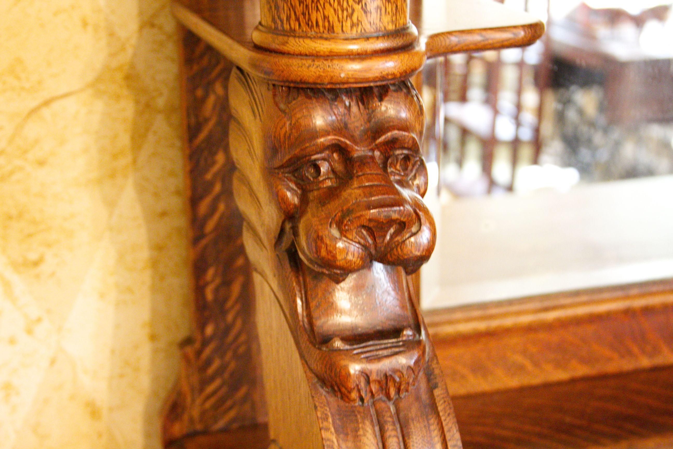 Antique Tiger Oak Sideboard Buffet with Beveled Mirror