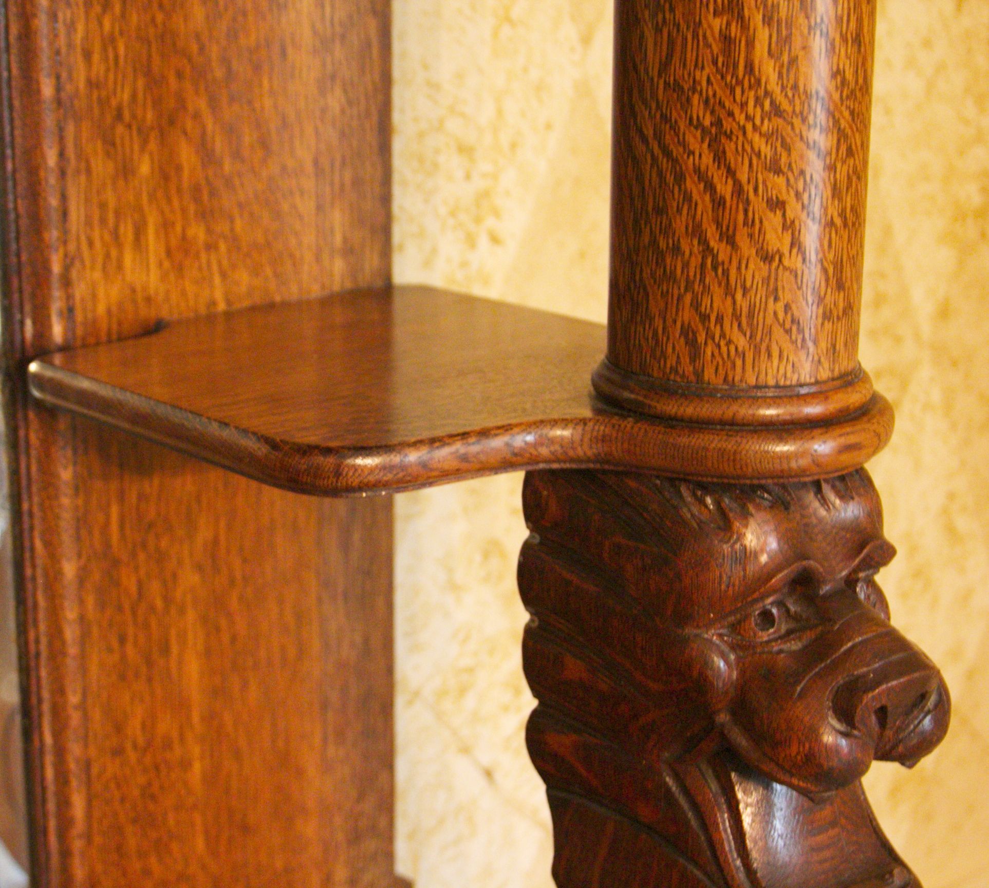 Antique Tiger Oak Sideboard Buffet with Beveled Mirror