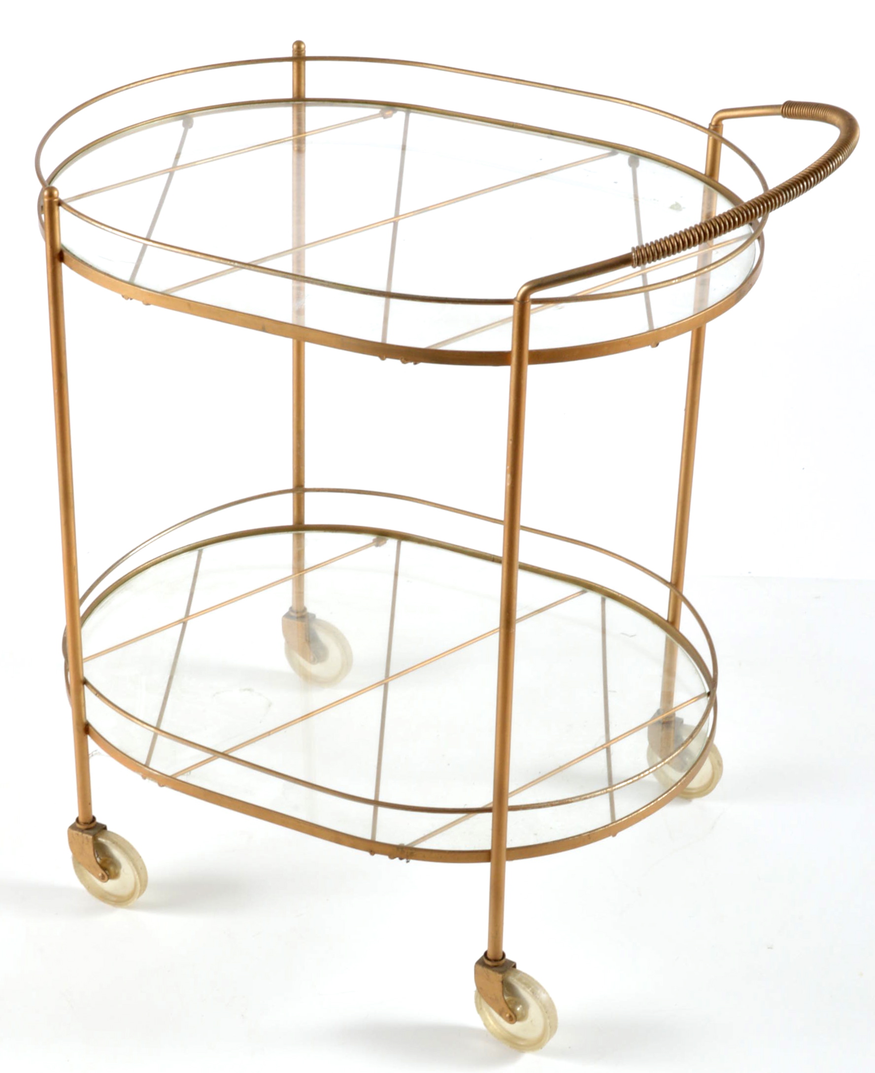 Vintage Metal Rolling Serving Cart
