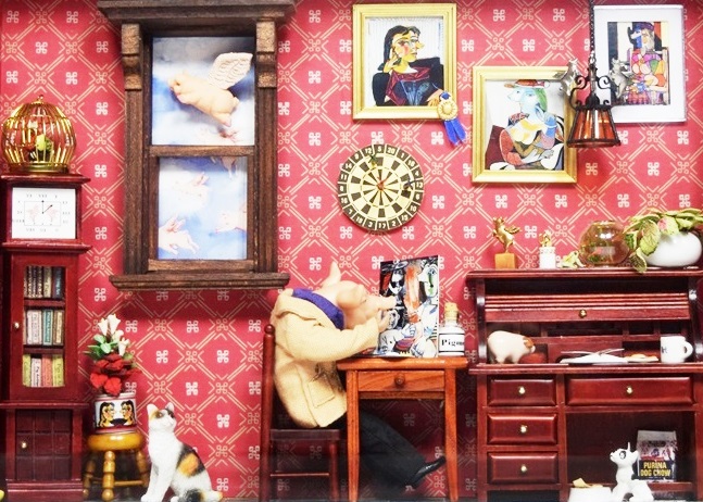 "Pigasso" Flying Pig Shadowbox by California Artist Susan Adame