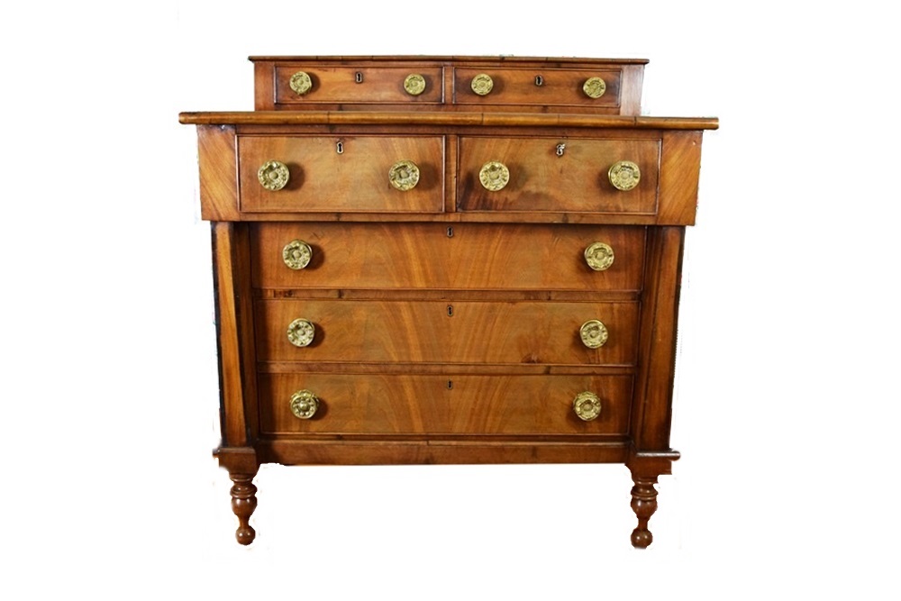 An Early 1800's Classic Empire Chest in Handsome Flame Mahogany