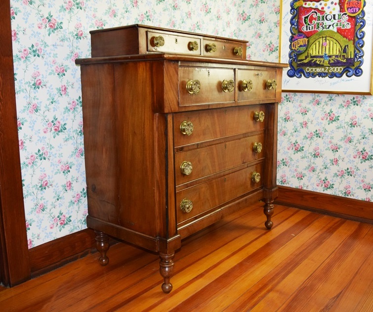 An Early 1800's Classic Empire Chest in Handsome Flame Mahogany