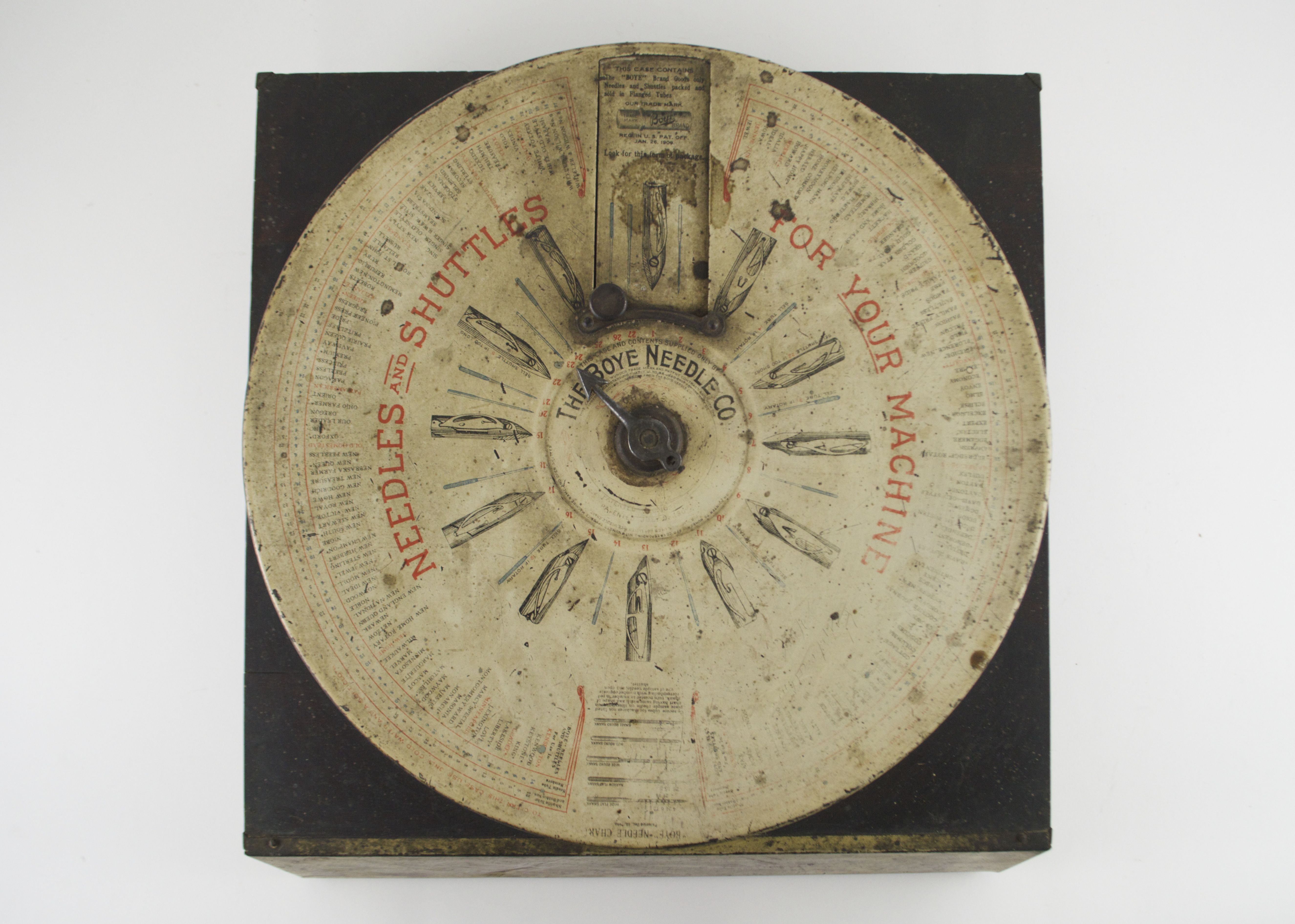 Antique Circular Needle and Bobbin Dispenser with Needles