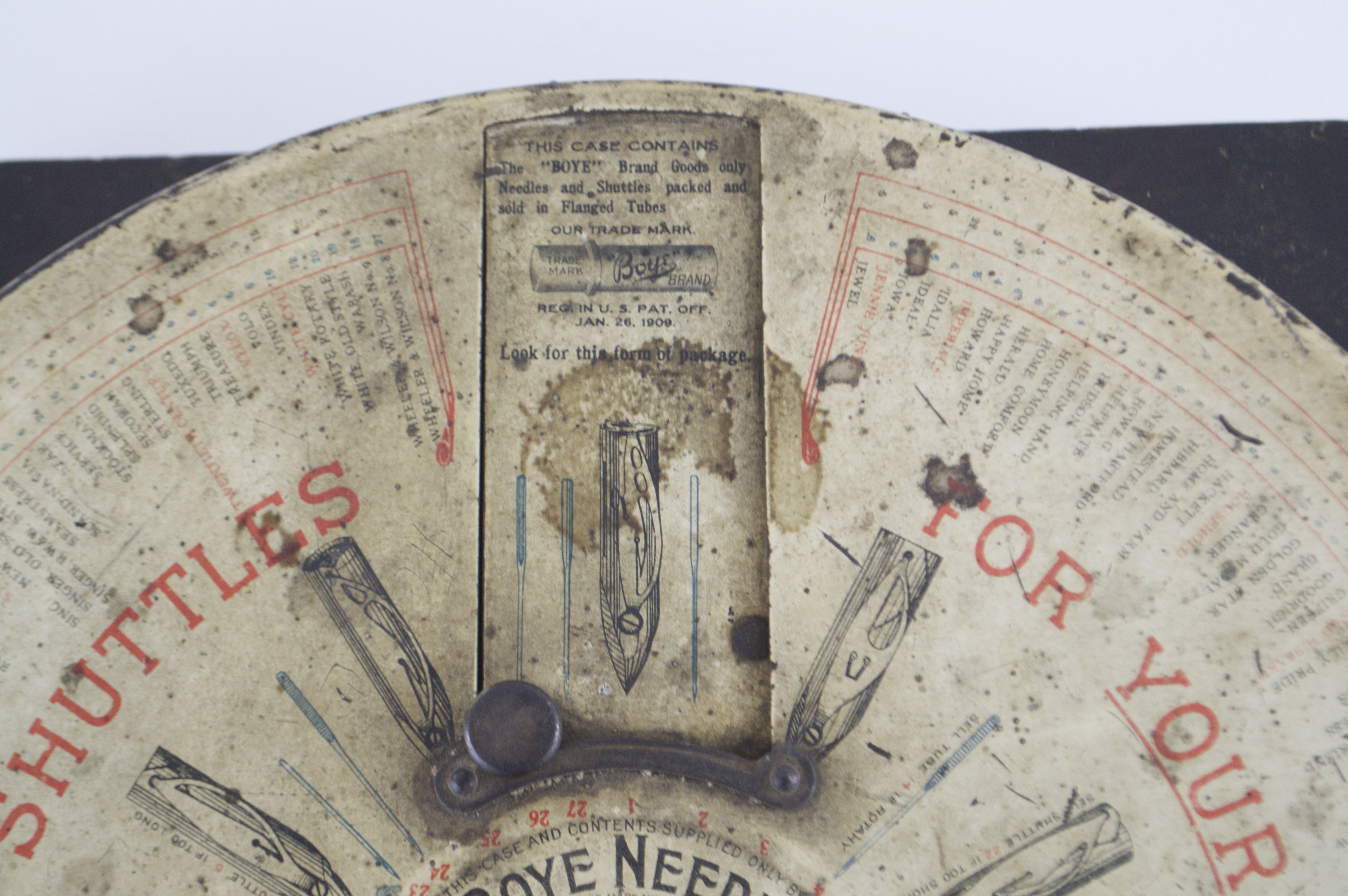 Antique Circular Needle and Bobbin Dispenser with Needles