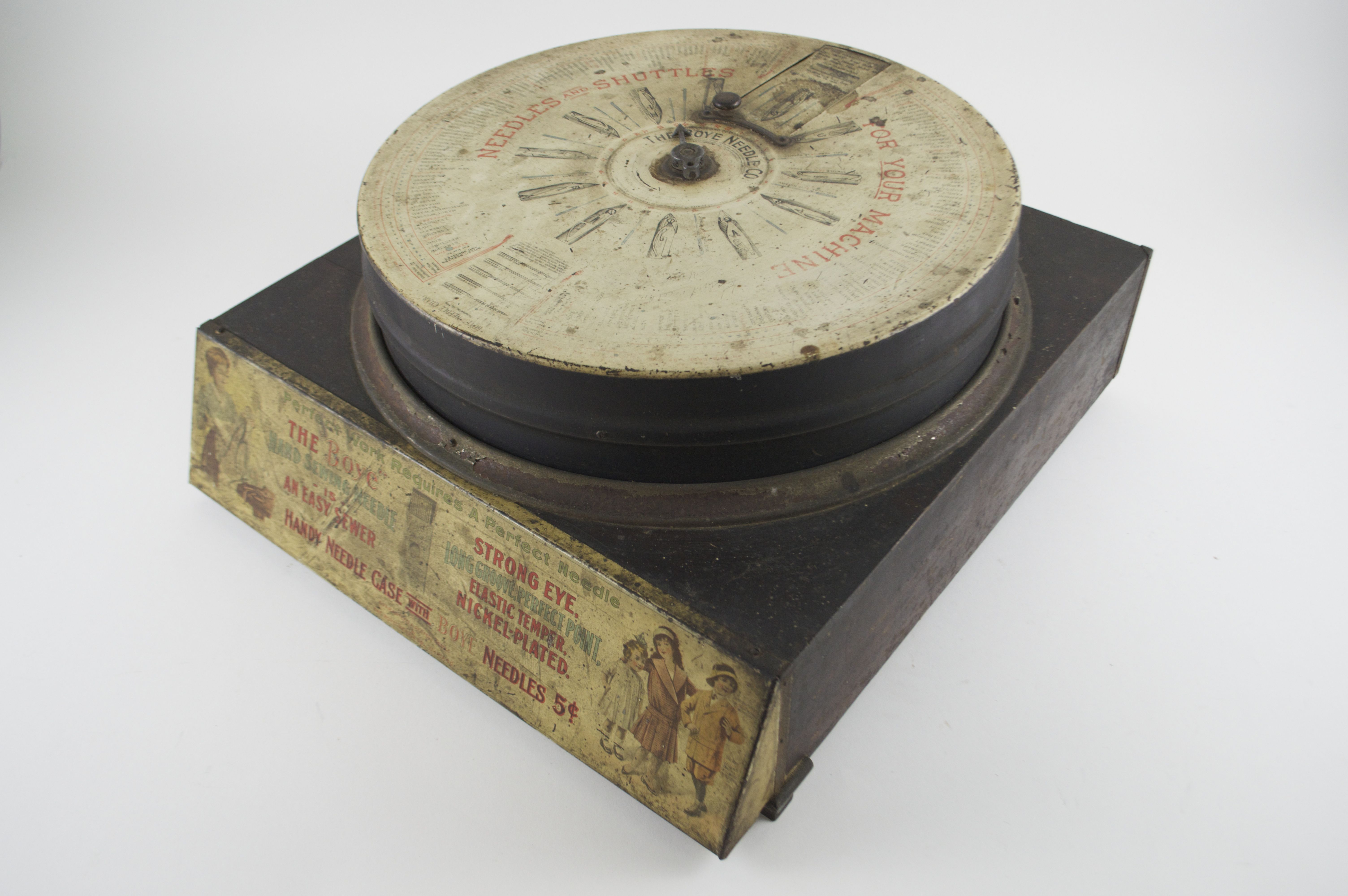 Antique Circular Needle and Bobbin Dispenser with Needles