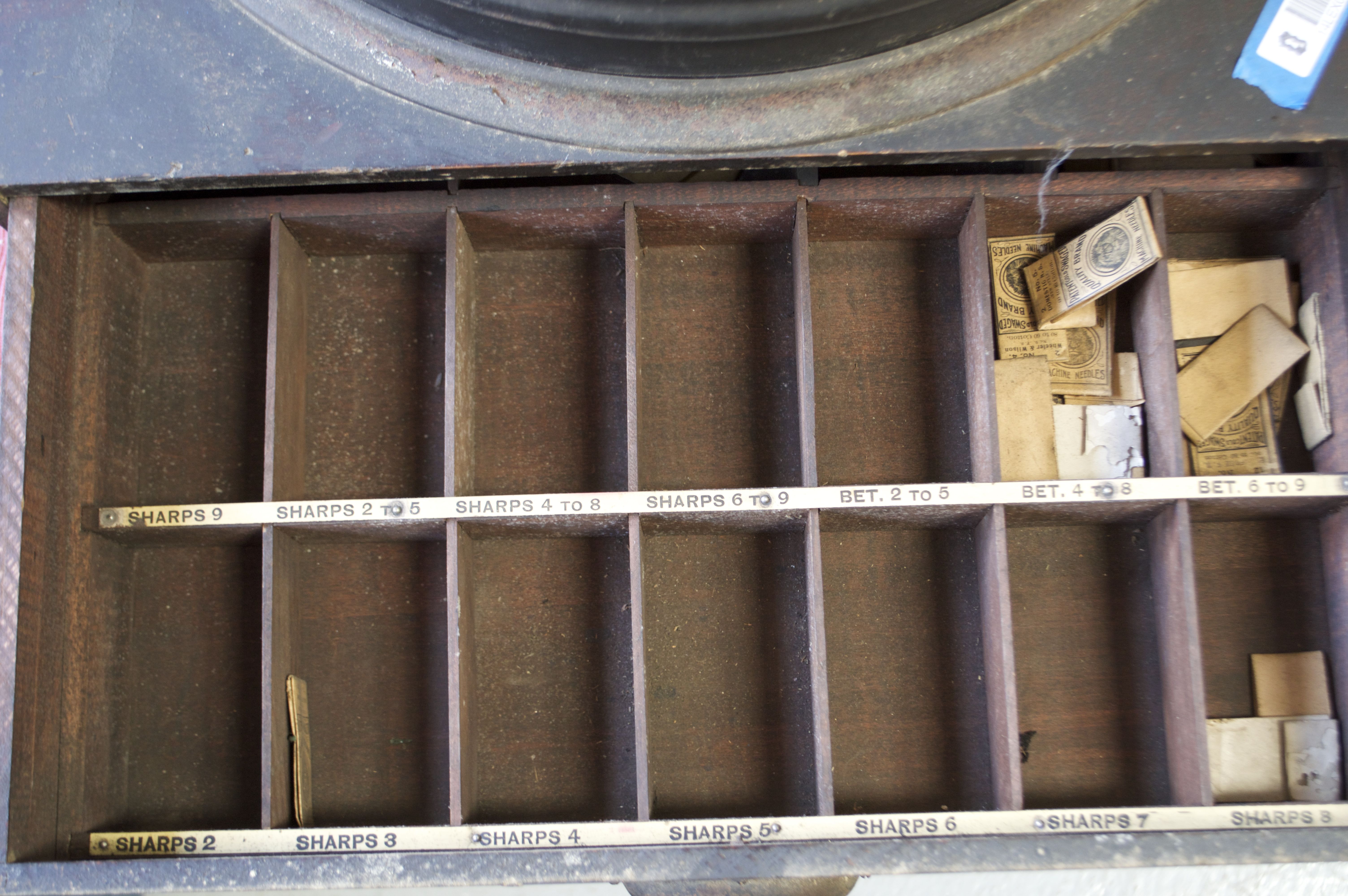 Antique Circular Needle and Bobbin Dispenser with Needles