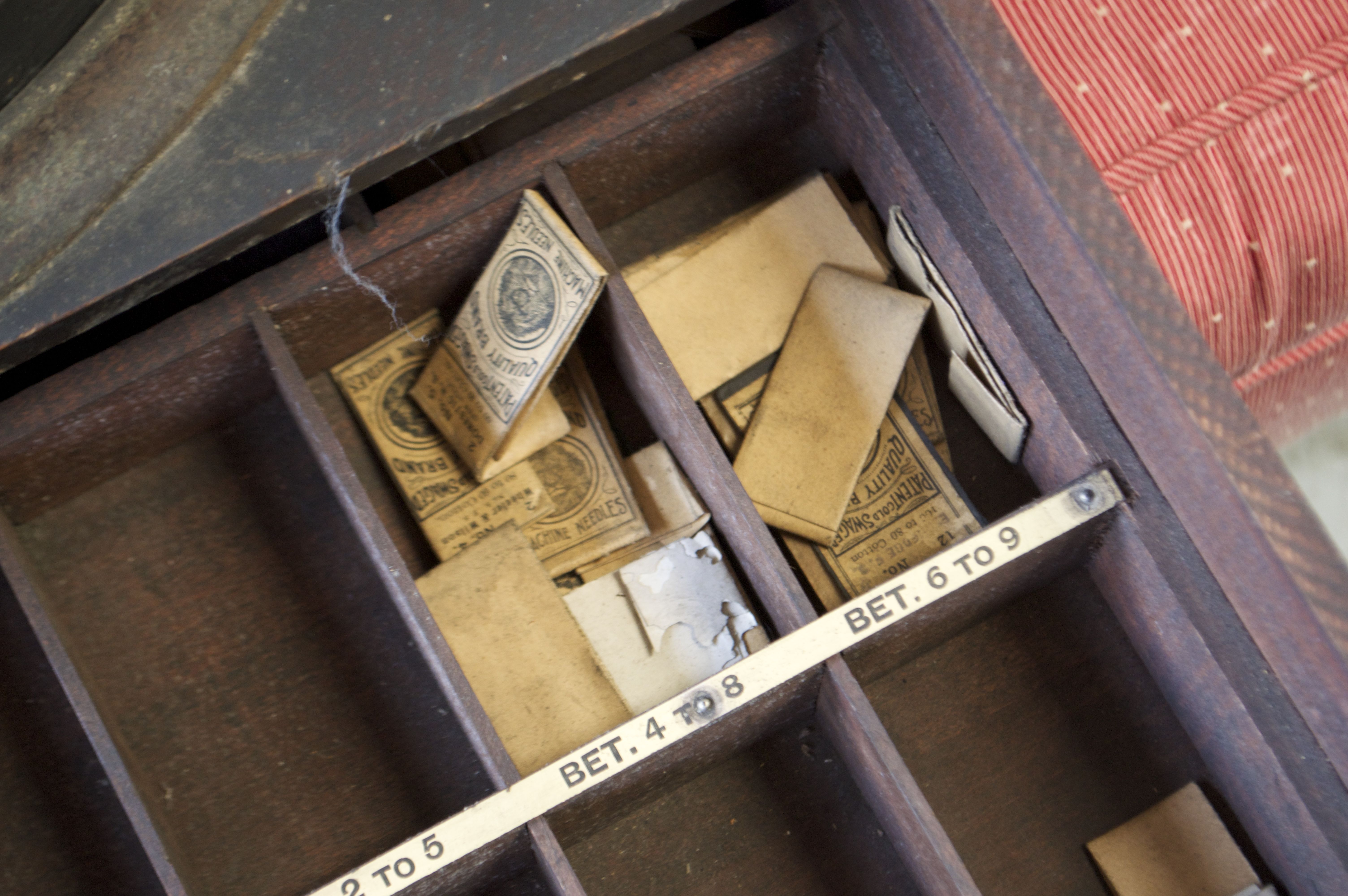 Antique Circular Needle and Bobbin Dispenser with Needles