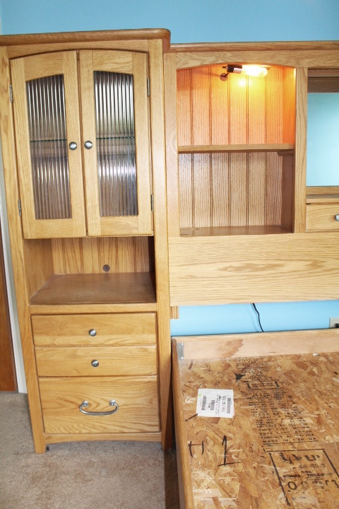 Blackhawk King California Oak Wall Bed with Lighted Nightstands