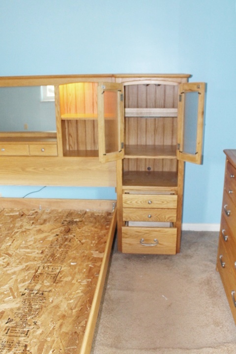 Blackhawk King California Oak Wall Bed with Lighted Nightstands