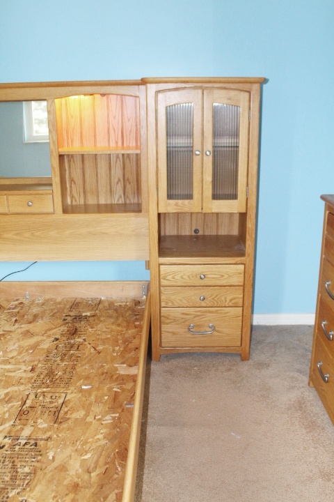 Blackhawk King California Oak Wall Bed with Lighted Nightstands