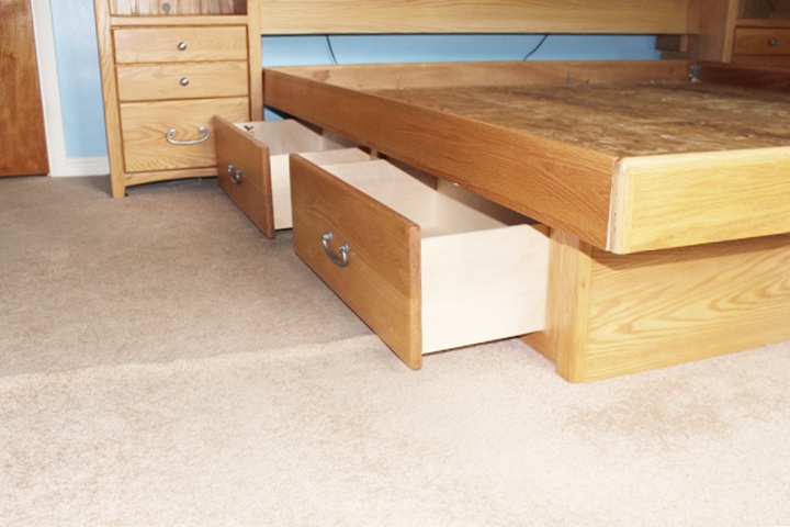 Blackhawk King California Oak Wall Bed with Lighted Nightstands