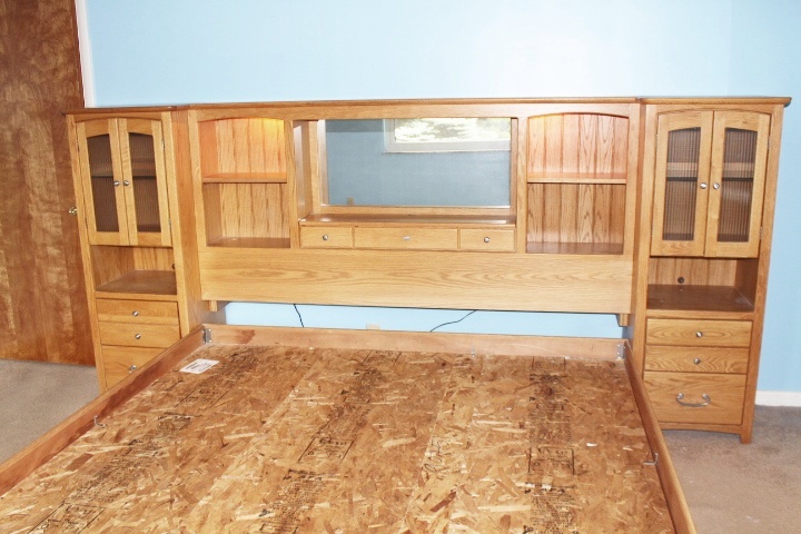 Blackhawk King California Oak Wall Bed with Lighted Nightstands