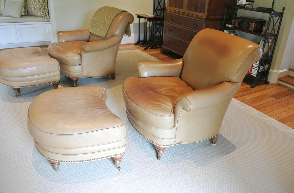Leather Chair with Ottoman