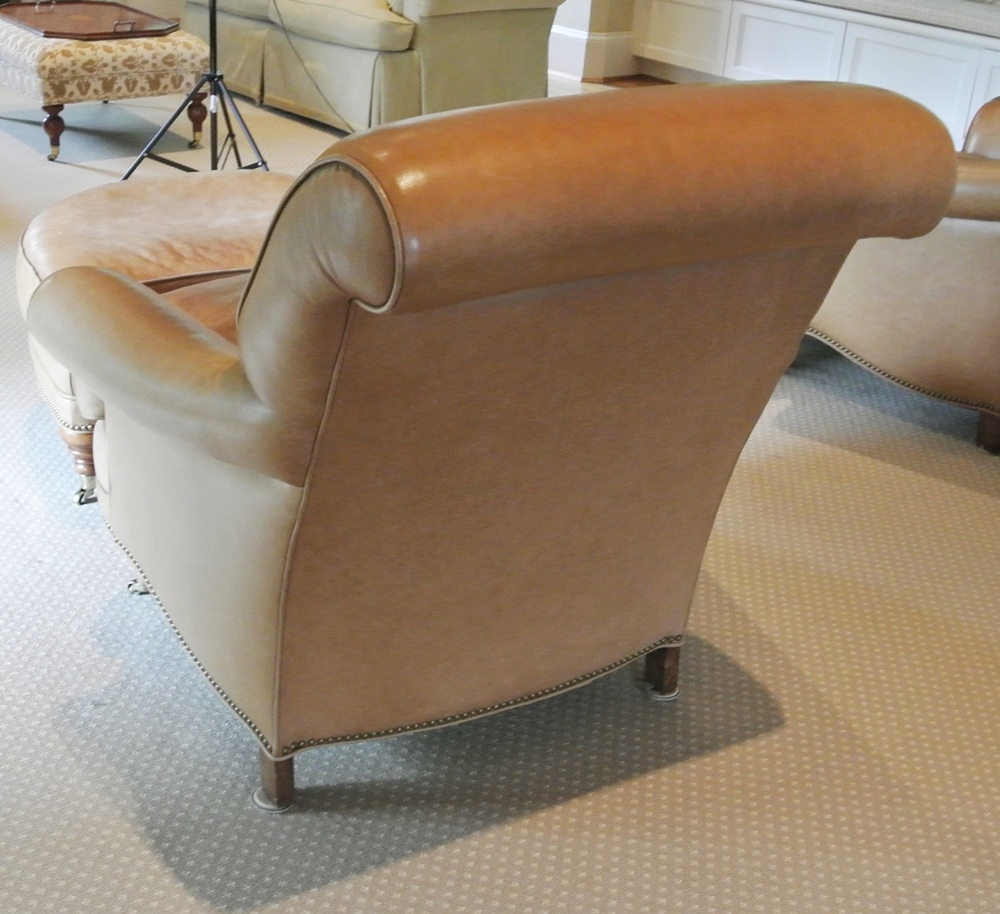 Leather Chair with Ottoman