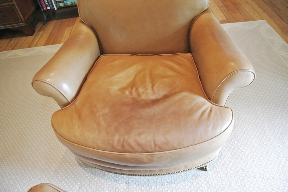 Leather Chair with Ottoman