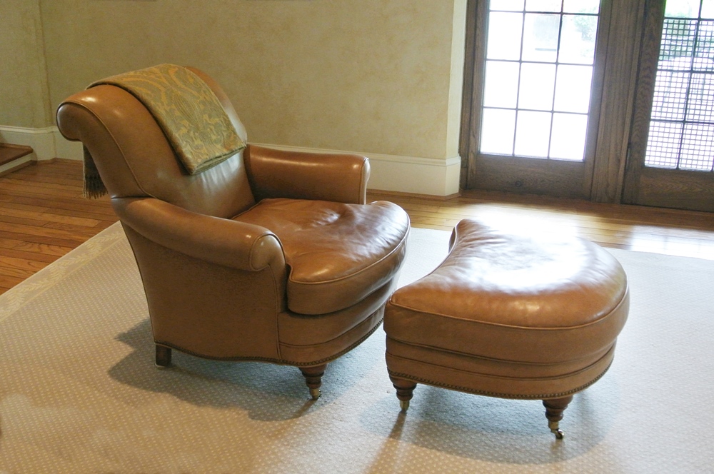 Leather Chair with Ottoman