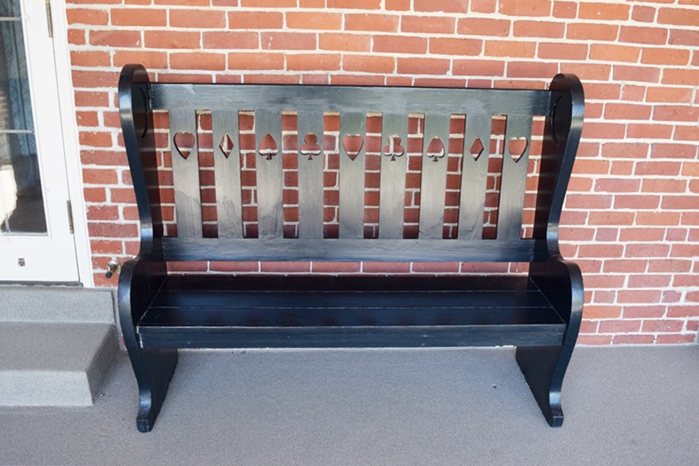 Antique Primitive Wooden High-Back Bench with Charming Cutouts