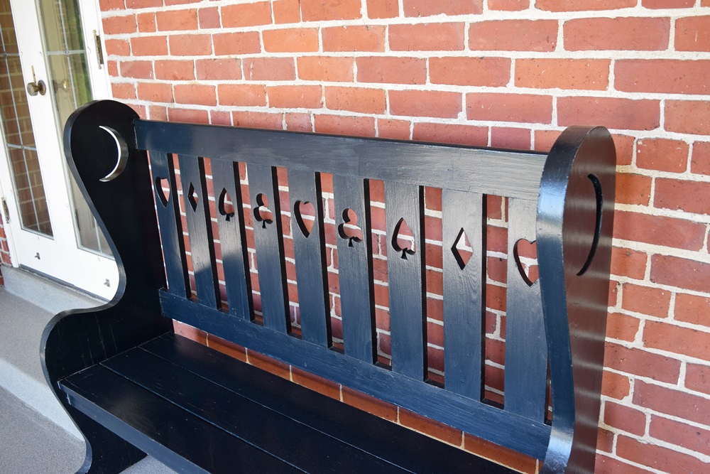 Antique Primitive Wooden High-Back Bench with Charming Cutouts