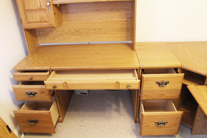 L-Shaped Five Section Palliser Computer Desk with Hutch