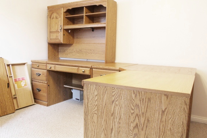 L-Shaped Five Section Palliser Computer Desk with Hutch