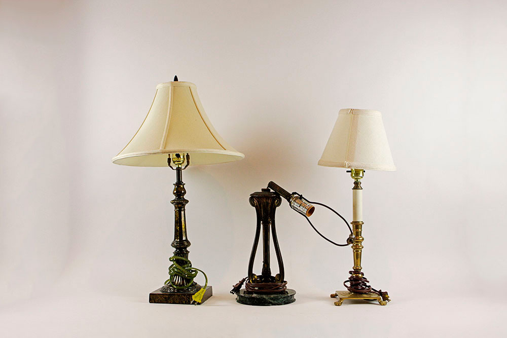 Marble and Brass Lamp Lot