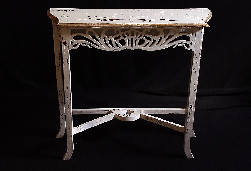Scroll Cut Hall Table with Shabby Chic Finish