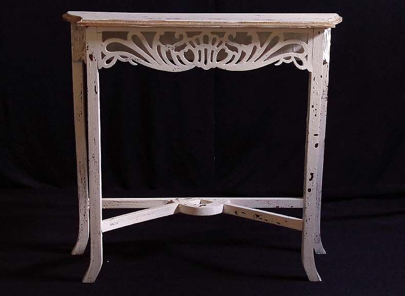 Scroll Cut Hall Table with Shabby Chic Finish