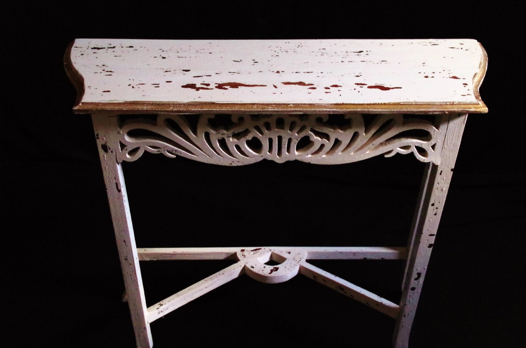 Scroll Cut Hall Table with Shabby Chic Finish
