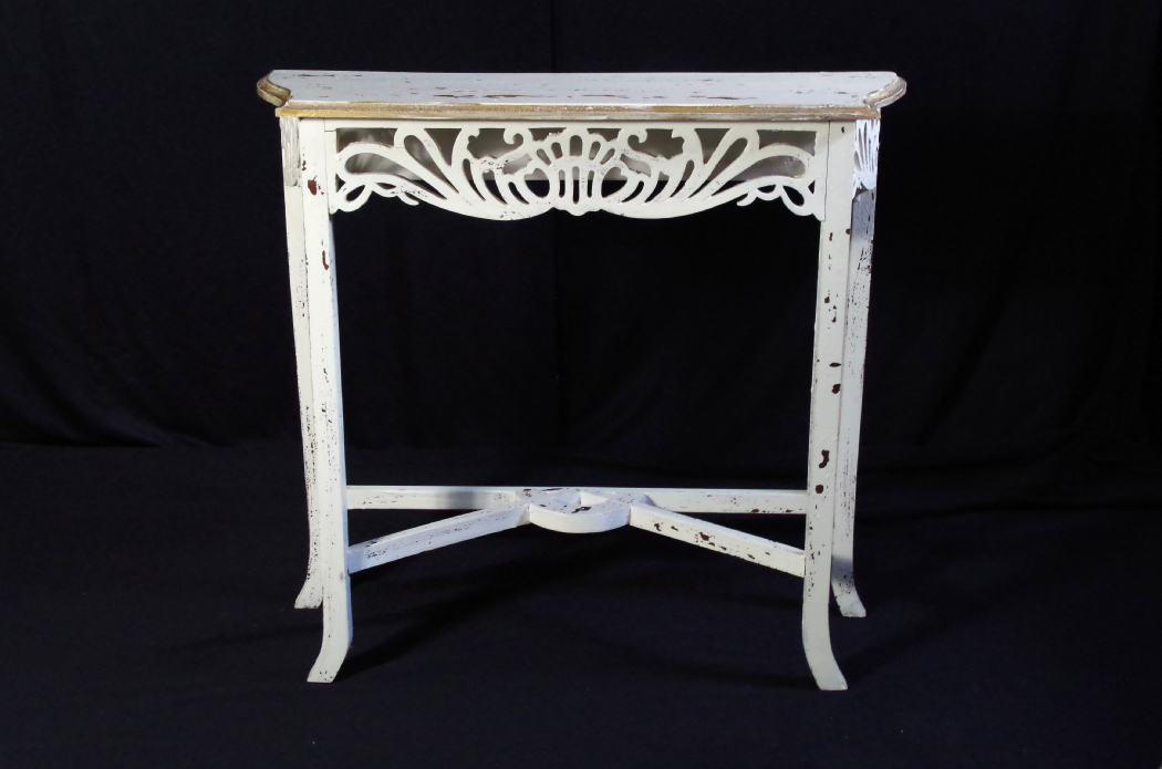 Scroll Cut Hall Table with Shabby Chic Finish