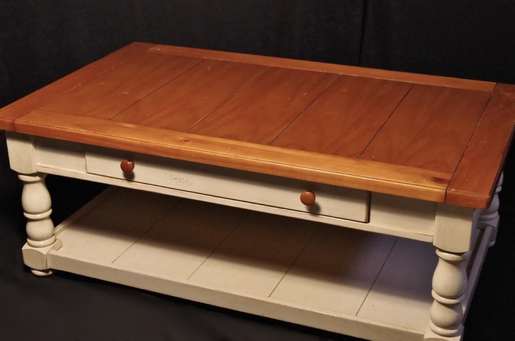 Broyhill Country French Style Coffee Table with White Base