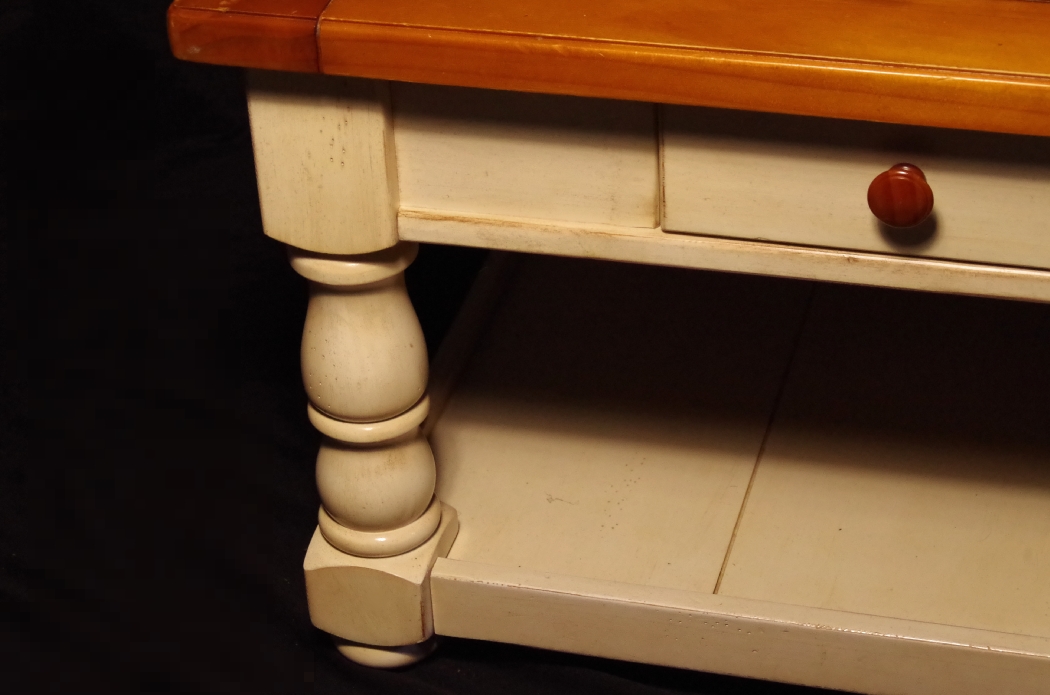 Broyhill Country French Style Coffee Table with White Base